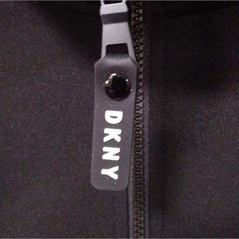 DKNY Black and White Women's Front Kangaroo Pocket Colorblock Sweatshirt Size L - Picture 7 of 10